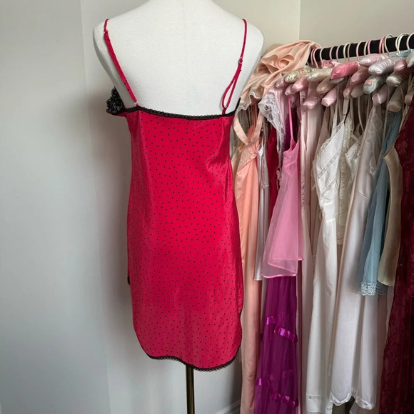 Y2K vintage slip red polka dots coquette  pin up goth M - Picture 3 of 4